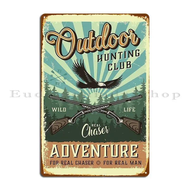 Outdoor Adventure Club - Металлическая винтажная табличка-постер для клуба охотников,