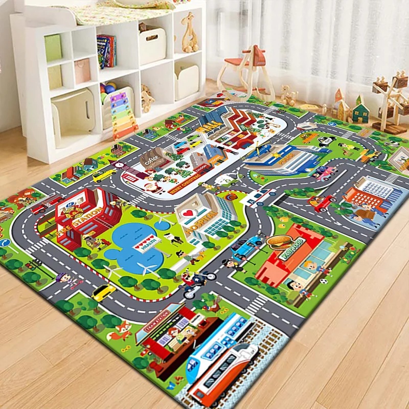 Outdoor Adventure Kids - Красочный игровой коврик-карта города для детей,